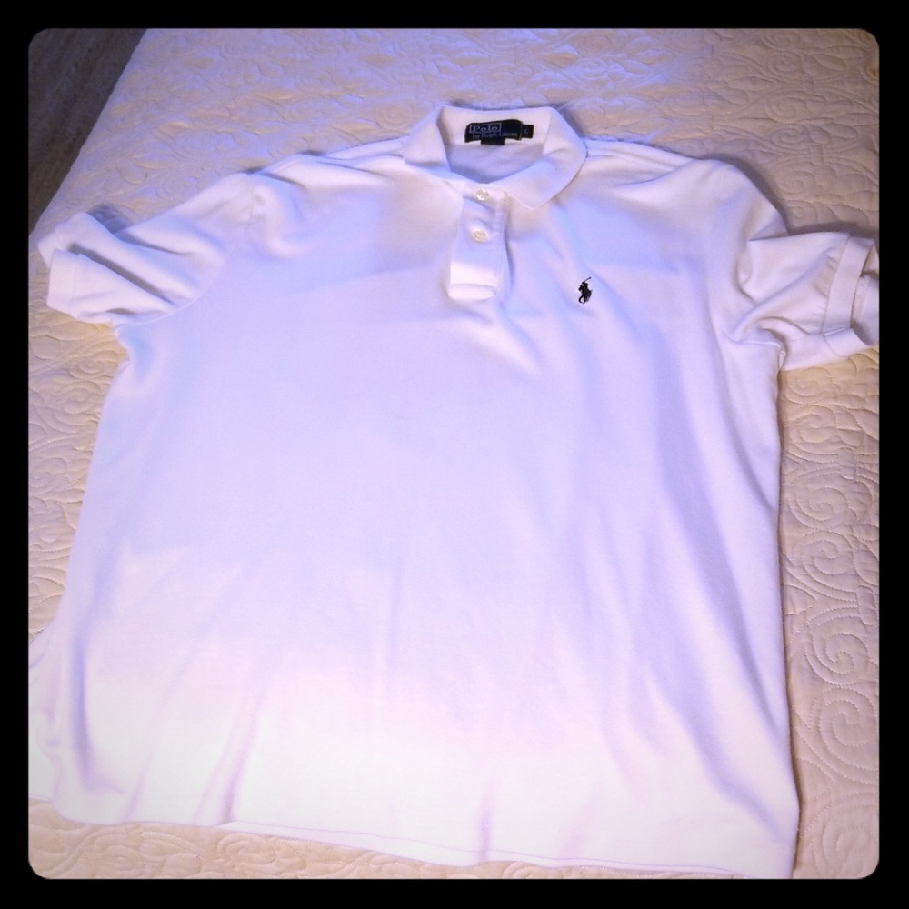 White Polo shirt with black horse